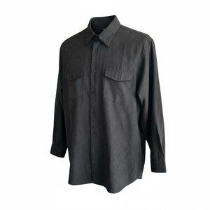 Alfani Men's Vintage Brown Ultrasuede Look Button Front Shirt Size Medium